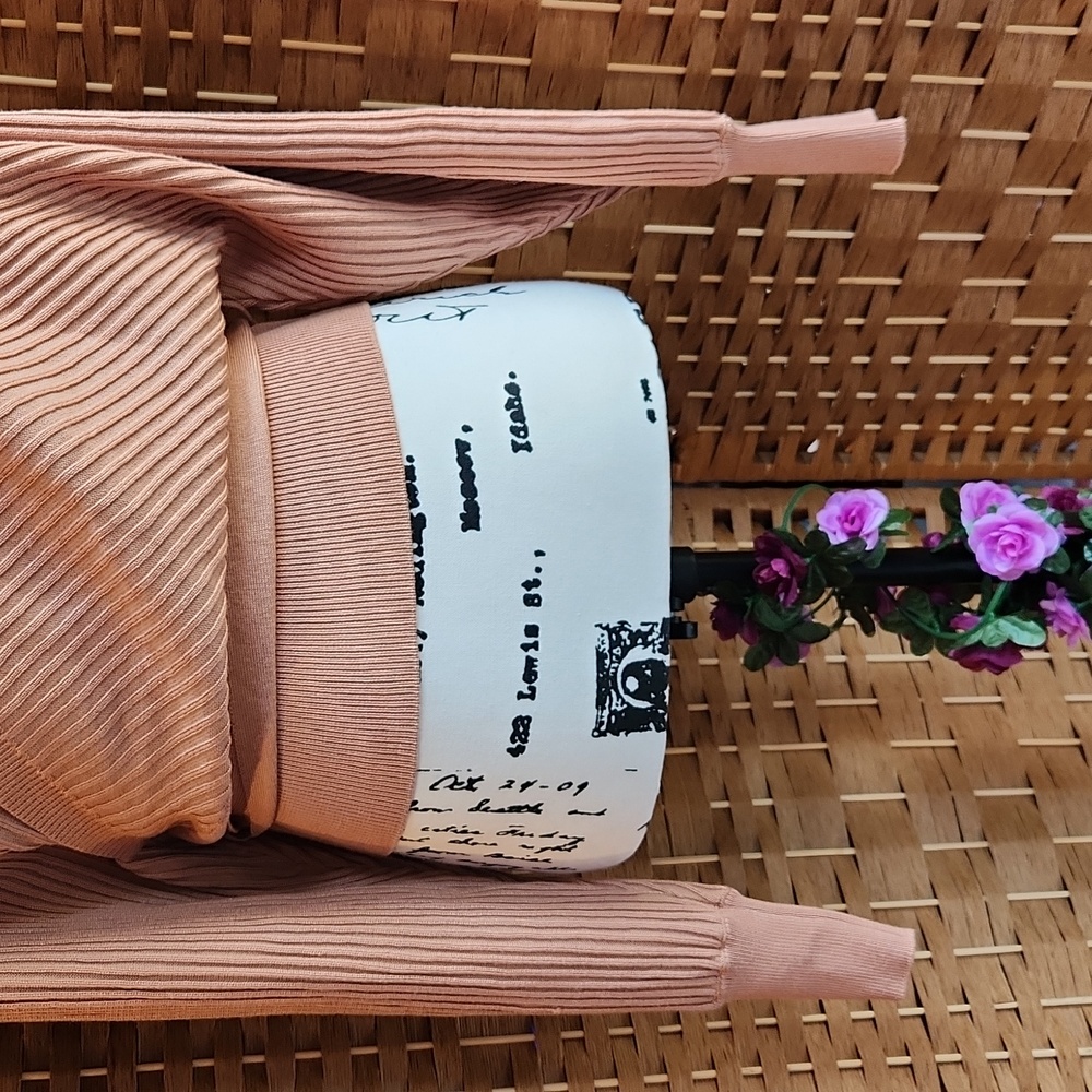LOVE TREE, Relax Ribbed Knit Wrap, Waist Tie Sweater, Sz M ,Clay Color - Picture 6 of 7